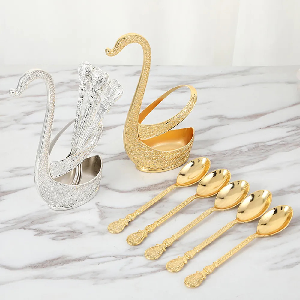 Stainless Steel Decorative Swan Base Holder with Spoons or Forks
